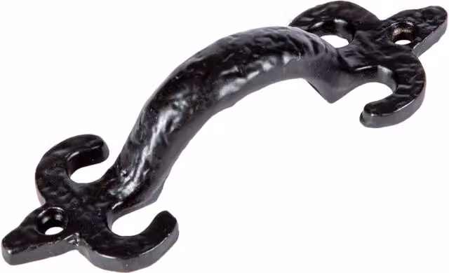 Hammer and Tongs Antique Fleur De Lis Iron Door Handle in Matt Black