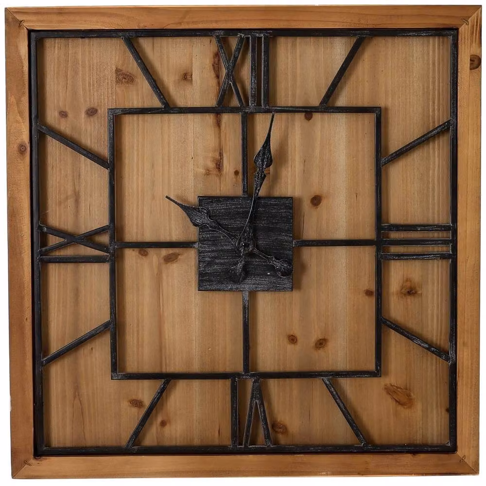 Wyld Haus Rustic Square Analog Wall Clock in Brown and Black – 2