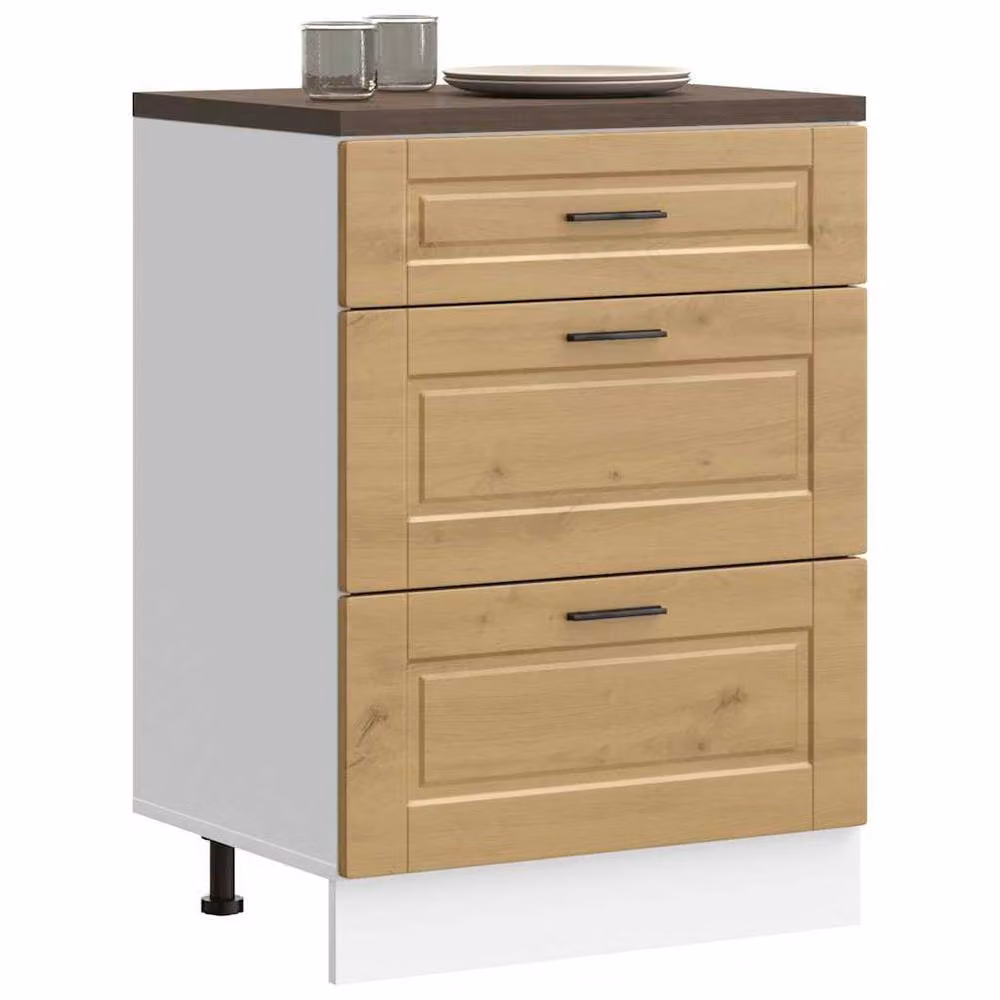 Berkfield Home Porto Artisan Oak Kitchen Base Cabinet, Brown, H 81.5 x W 60.0 x D 46.0 cm – 2