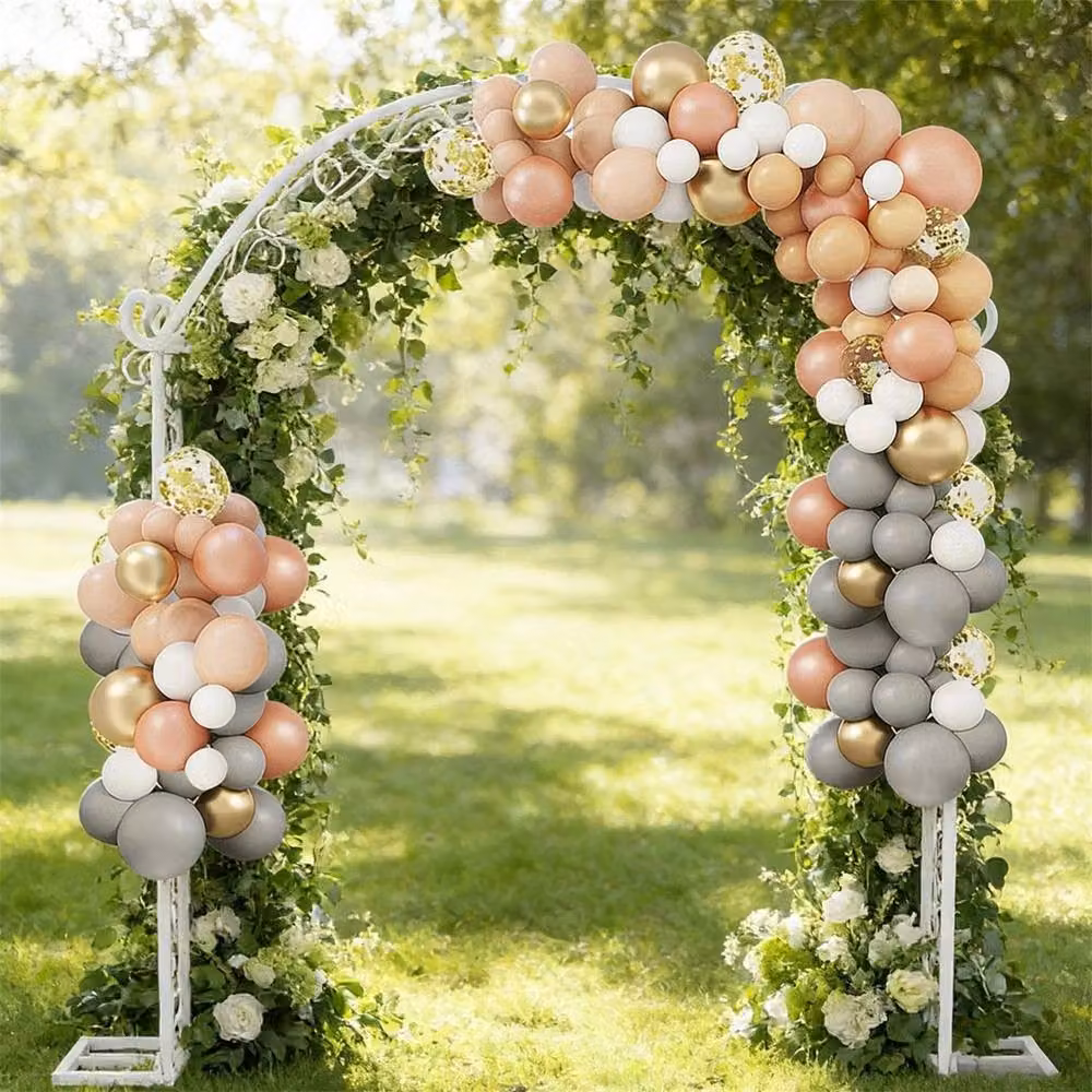 FLAVORA XXL Large Wedding Archway Backdrop in White, Modern Freestanding Metal Floral Garden Arch, W: 100 cm, D: 15 cm – 4