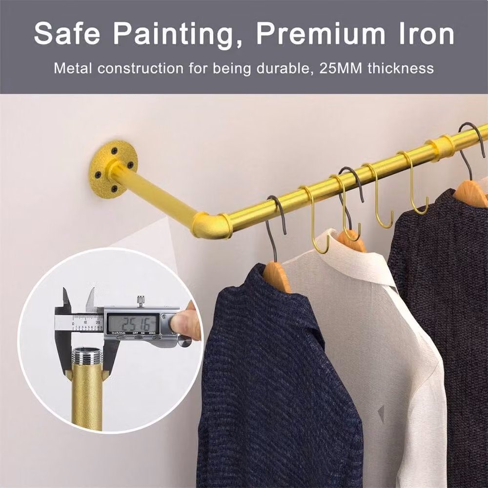 ERGOVEXA Detachable Gold Wall Mounted Pipe Clothing Rack – 2