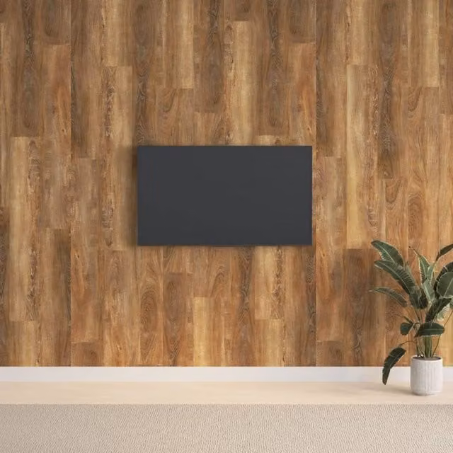 Berkfield Home Wood Look Brown PVC Wall Panels, Length: 2.06 m – 1