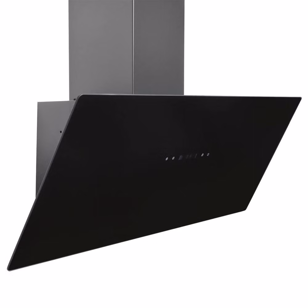SIA Black Angled Wall Mounted Cooker Hood Extractor Fan with Activated Carbon Filter, Width: 90 cm – 2