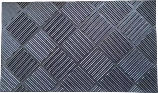 My Home Grey Embossed Rectangular Rubber Dirt-Repellent Mat