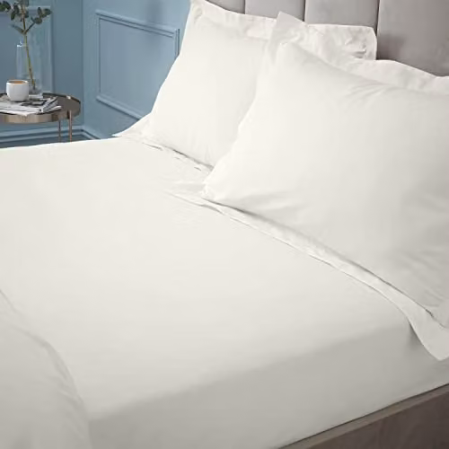 Bianca 180 Thread Count Egyptian Cotton Super King Fitted Sheet in Beige, W/D/H: 200 x 200 x 34 cm