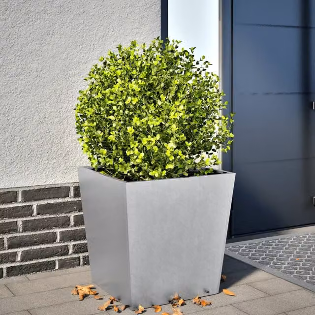 Berkfield Home Garden Planter in Grey Galvanised Steel, W/D/H: 50 x 50 x 50 cm