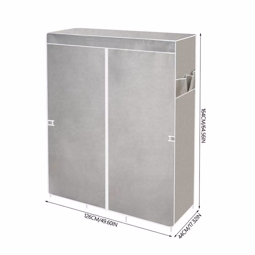 EONLION Grey 2-Door Portable Fabric Wardrobe W/D/H: 100 x 100 x 164 cm – 2