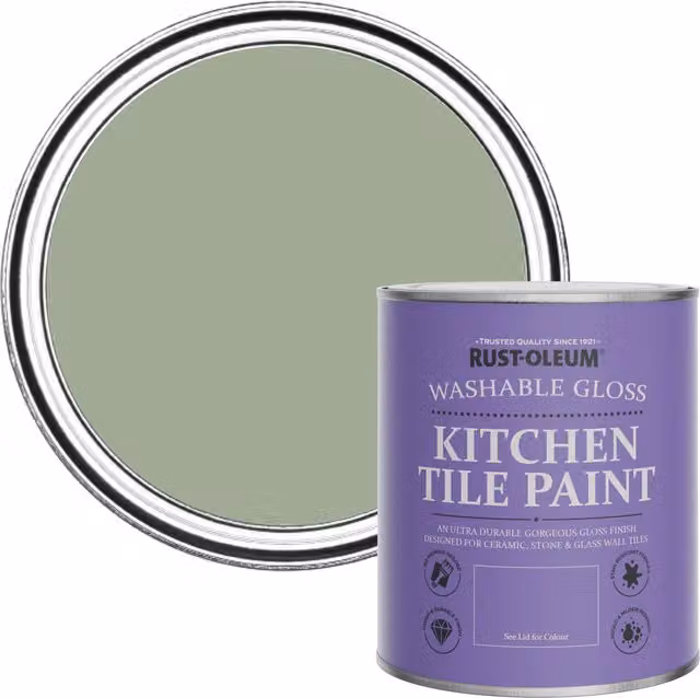 Rust-Oleum Water-Based Kitchen Tile Paint in Gloss Finish, Bramwell Green, 750ml