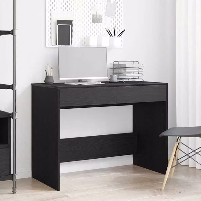 Berkfield Modern Writing Desk in Black Oak, W/D/H: 101 x 50 x 76.5 cm – 1