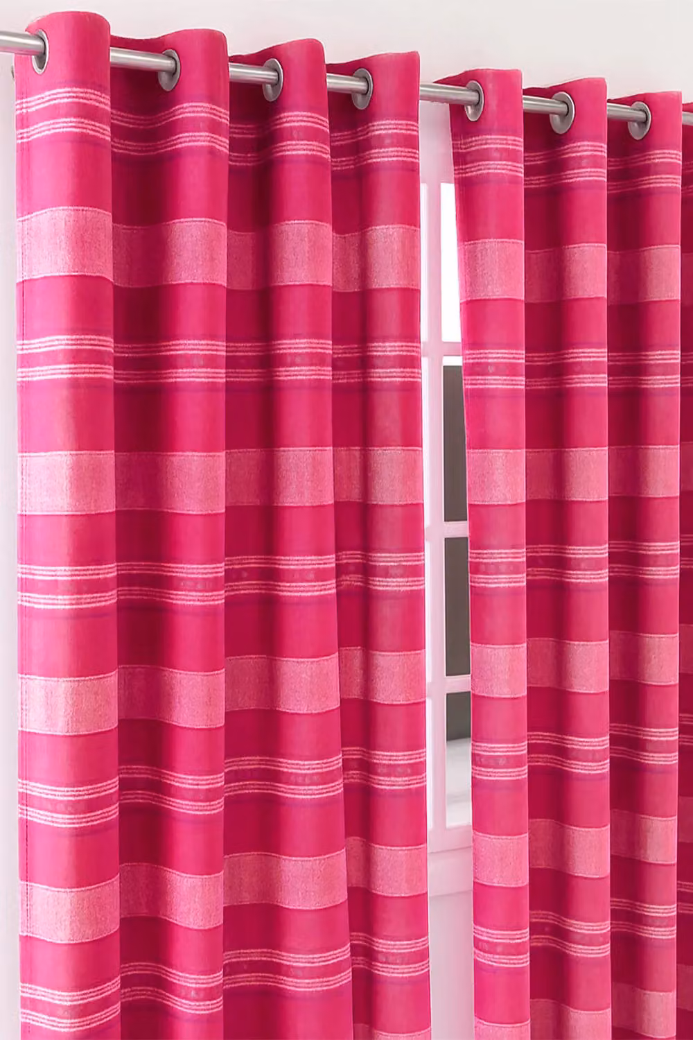 Homescapes Morocco Striped Cotton Curtain Pair in Pink, Width: 140 cm, Height: 137 cm – 2