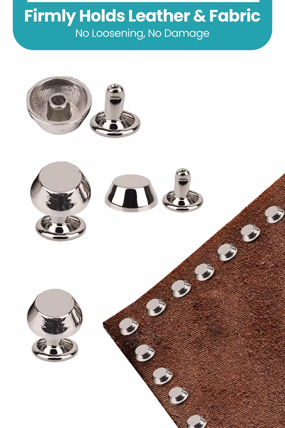 Neel Blue Silver Metal Alloy Mushroom Feet Cap with 7mm Back Rivets, 12mm, 25pcs – 3