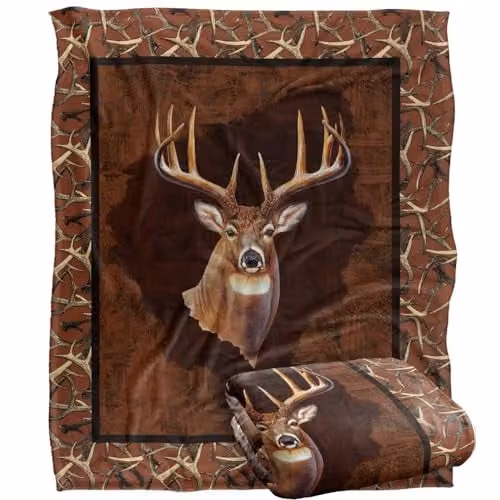 JQ Licensing White Whietail Deer Buck Super Soft Fleece Throw Blanket W: 152 cm, D: 127 cm – 1