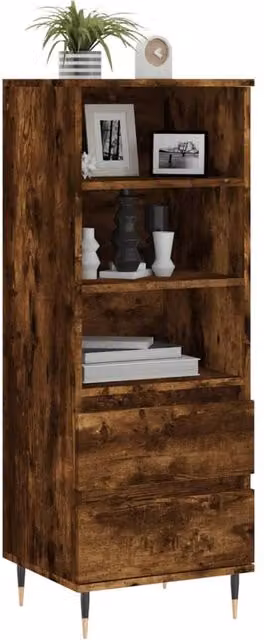 Berkfield Home Smoked Oak Highboard in Brown, W/D/H: 40 x 36 x 110 cm
