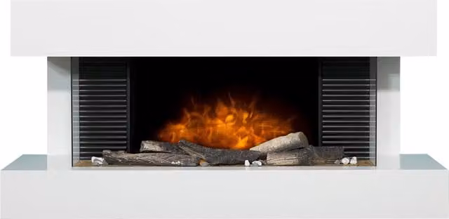 Adam Fires & Fireplaces Manola XL Wall Mounted Electric Suite with Remote, White – 1