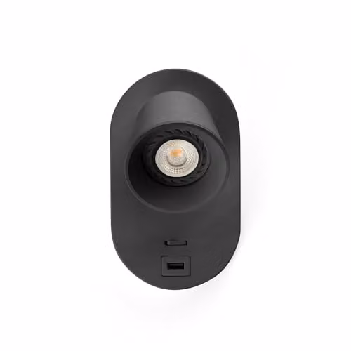 Faro Barcelona Corb Black Metal Reading Wall Lamp with GU10 Socket and USB Port – 1