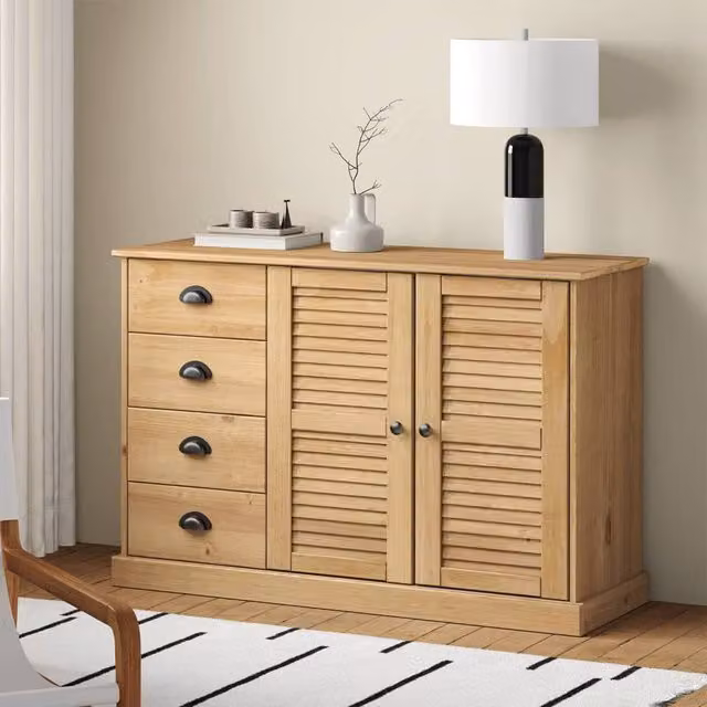 Berkfield Home VIGO Sideboard with Drawers in Brown Solid Pine Wood, W/D/H: 113 x 40 x 75 cm – 1