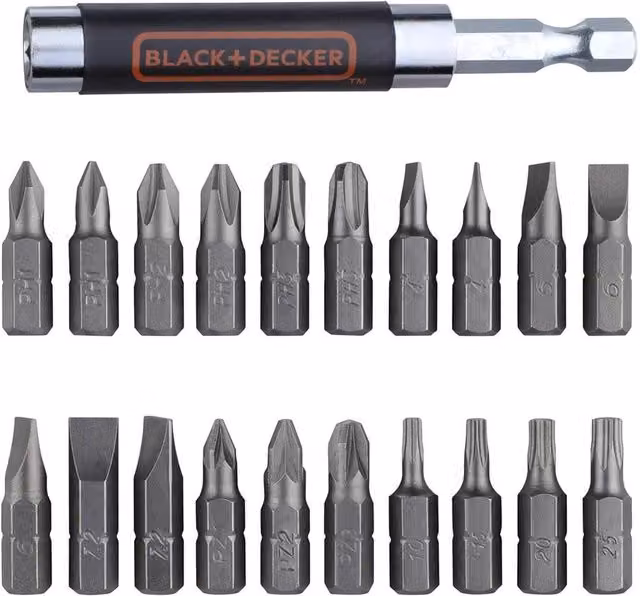 Black & Decker 21 Piece Black Screwdriver Bit Set