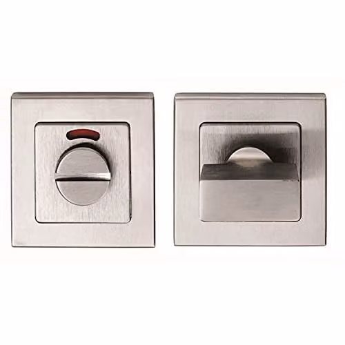 Loops Square Thumbturn Lock and Release with Indicator in Satin Stainless Steel Silver