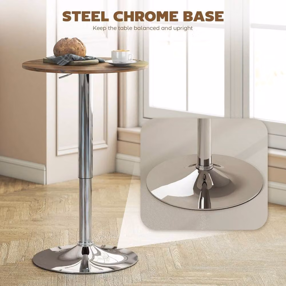Havendro Round Bar Table with Height Adjustable Rotating Top in Brown and Multicolour – 2