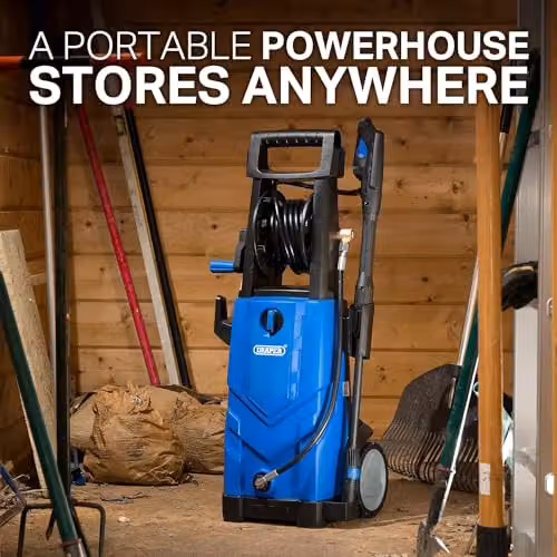 Draper 165Bar Electric High Powered Pressure Washer in Blue with 6m Hose – 3