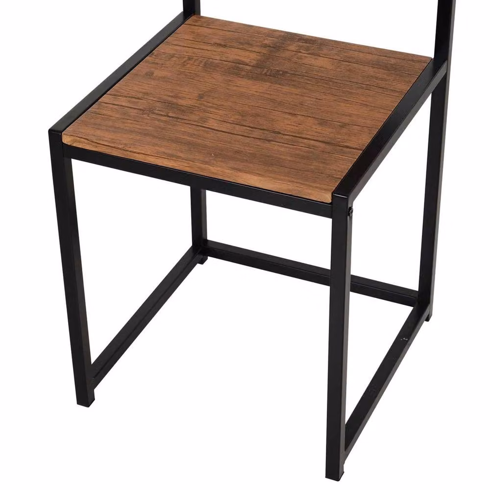 FORGEVIO 3 Piece Industrial Dining Set with Rectangular Table and Stools in Brown and Metal – 4