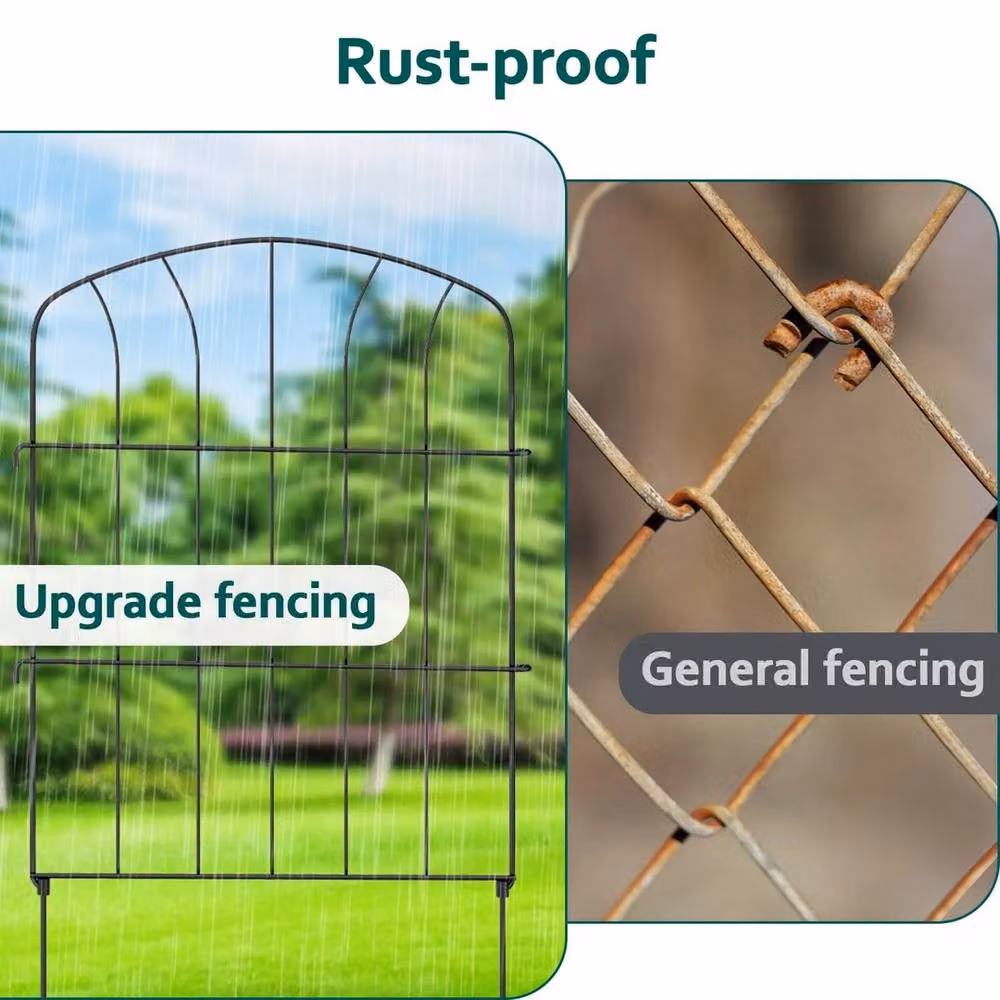 NESTLUNE 25-Piece Decorative Black Powder-Coated Metal Garden and Pet Fence Panels, H: 33 cm x W: 15 cm x D: 62 cm – 2