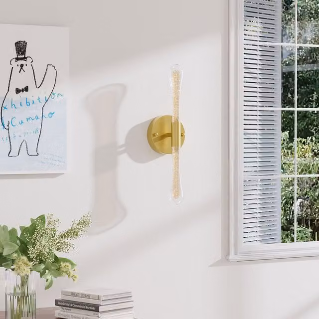 Living Star Modern LED Crystal Wall Sconce Light in Gold and Transparent