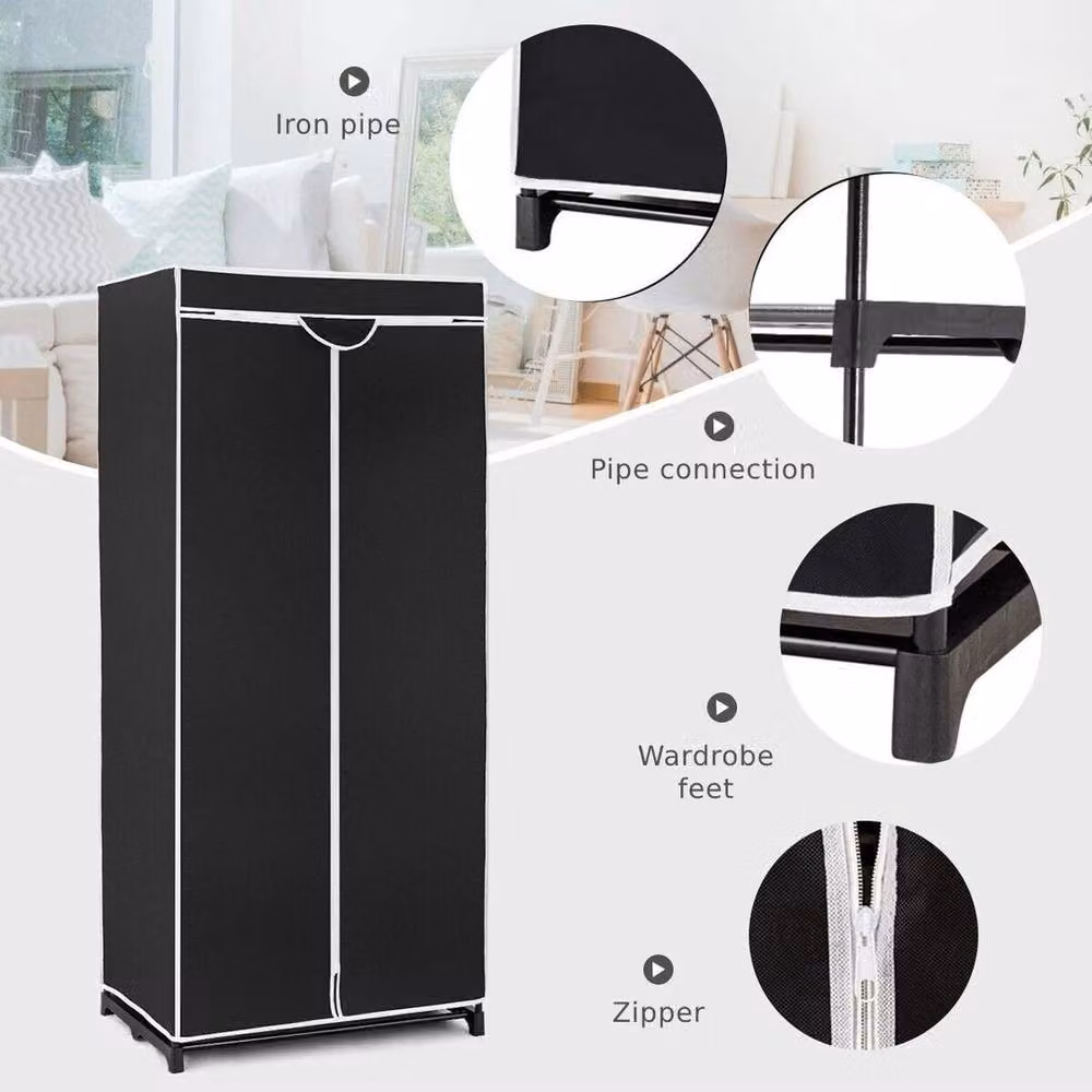 Kelvenix Single Fabric Folding Wardrobe in Black – 4