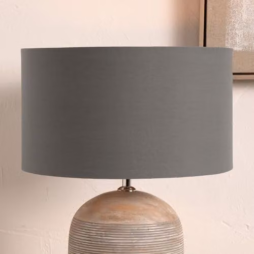 Pacific Lifestyle Grey Cylinder Fabric Lampshade with Reducer Ring, Diameter: 30 cm – 1