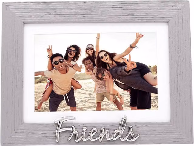 Happy Homewares Grey Woodgrain Effect Single Picture Frame with Silver Letters – 3