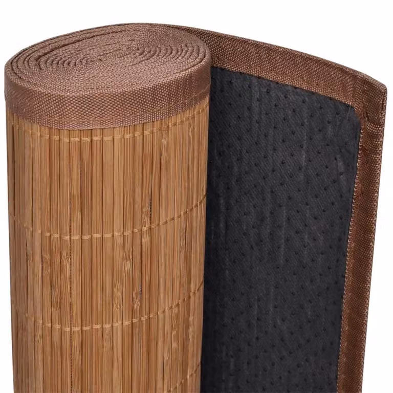 Berkfield Home Rectangular Brown Bamboo and Polypropylene Rug W: 80 cm, L: 200 cm