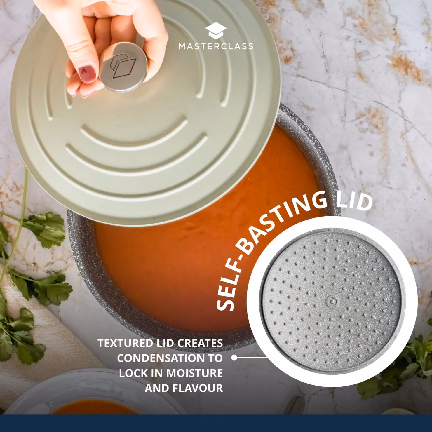 MasterClass Cast Aluminium Non-Stick Green Casserole Dish with Lid, 4L, Diameter: 24 cm – 6