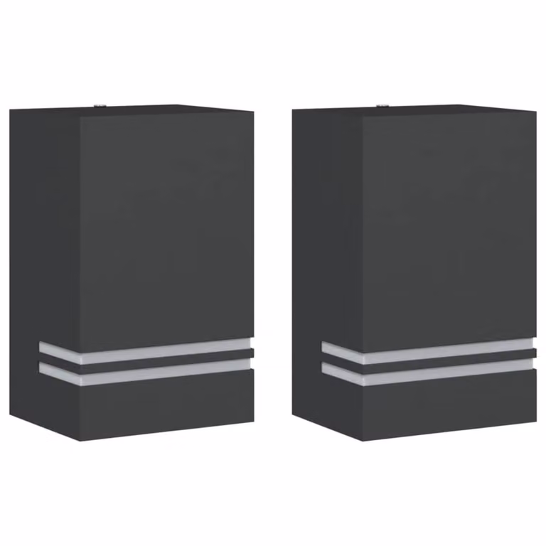 Berkfield Home Set of 2 Black Stainless Steel Modern Outdoor Wall Lights for Garden and Wall
