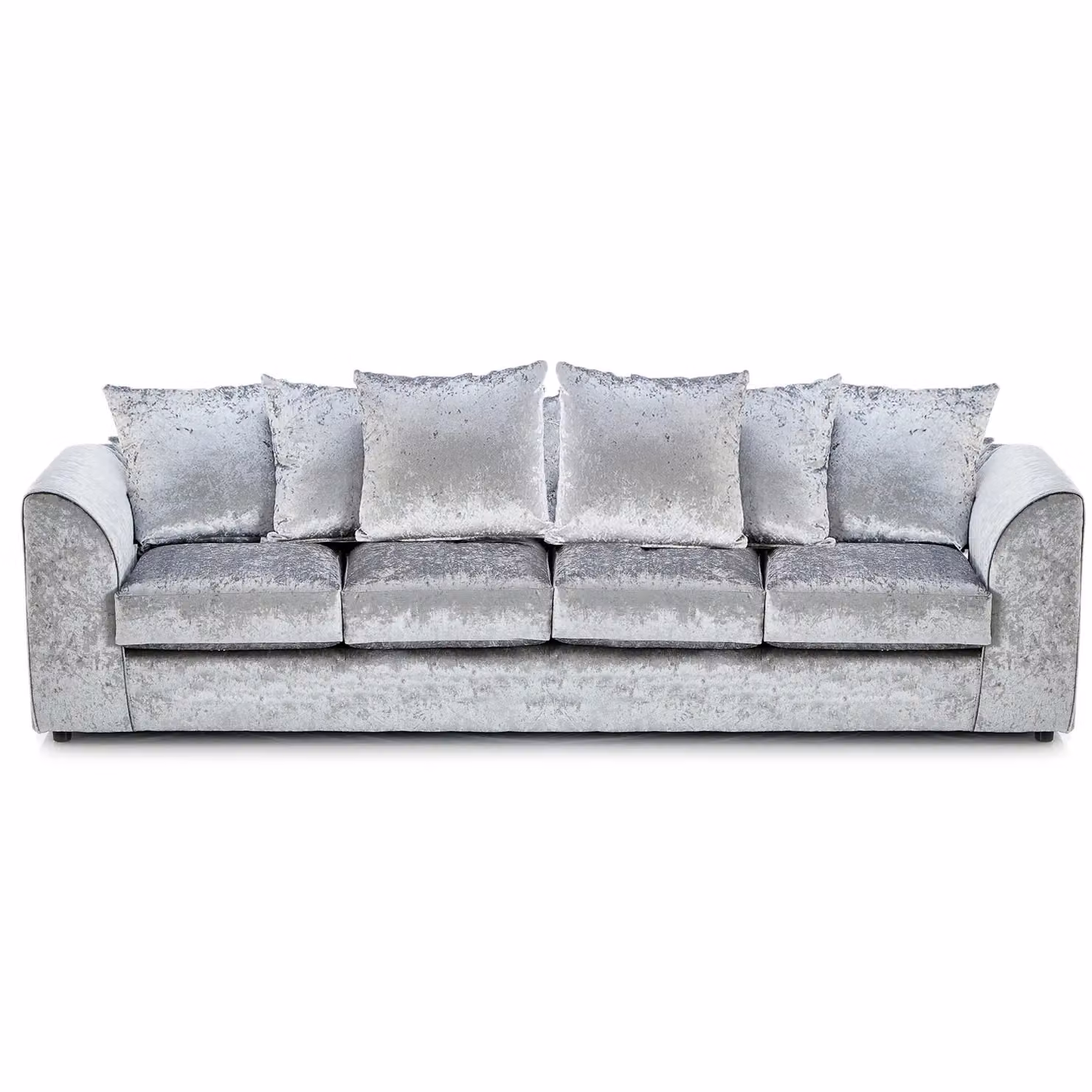 Furnishings For Less UK Silver Crystal Crushed Velvet 4 Seater Curved Arm Sofa with Scatter Cushions – 2