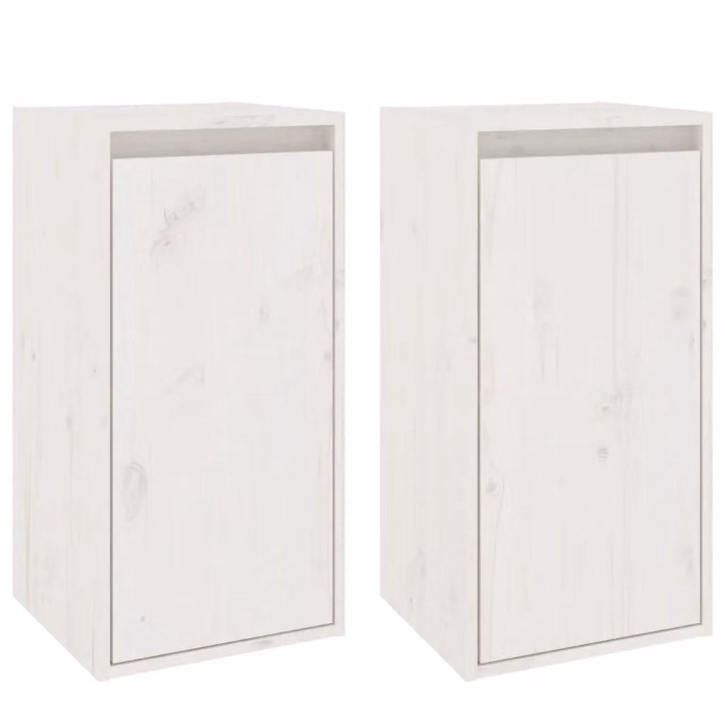 Berkfield Home Set of 2 White Solid Wood Pine Wall Cabinets, W/D/H: 30 x 30 x 60 cm – 2