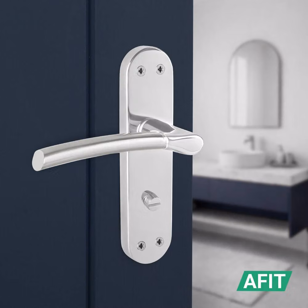 AFIT Boston Bathroom Handle with WC Lock and Hinges in Satin Nickel Silver, 150 x 150 mm – 4