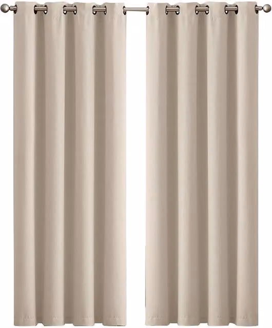 Marlow Beige Blackout Eyelet Curtains, Pair, Width: 117 cm, Drop: 183 cm