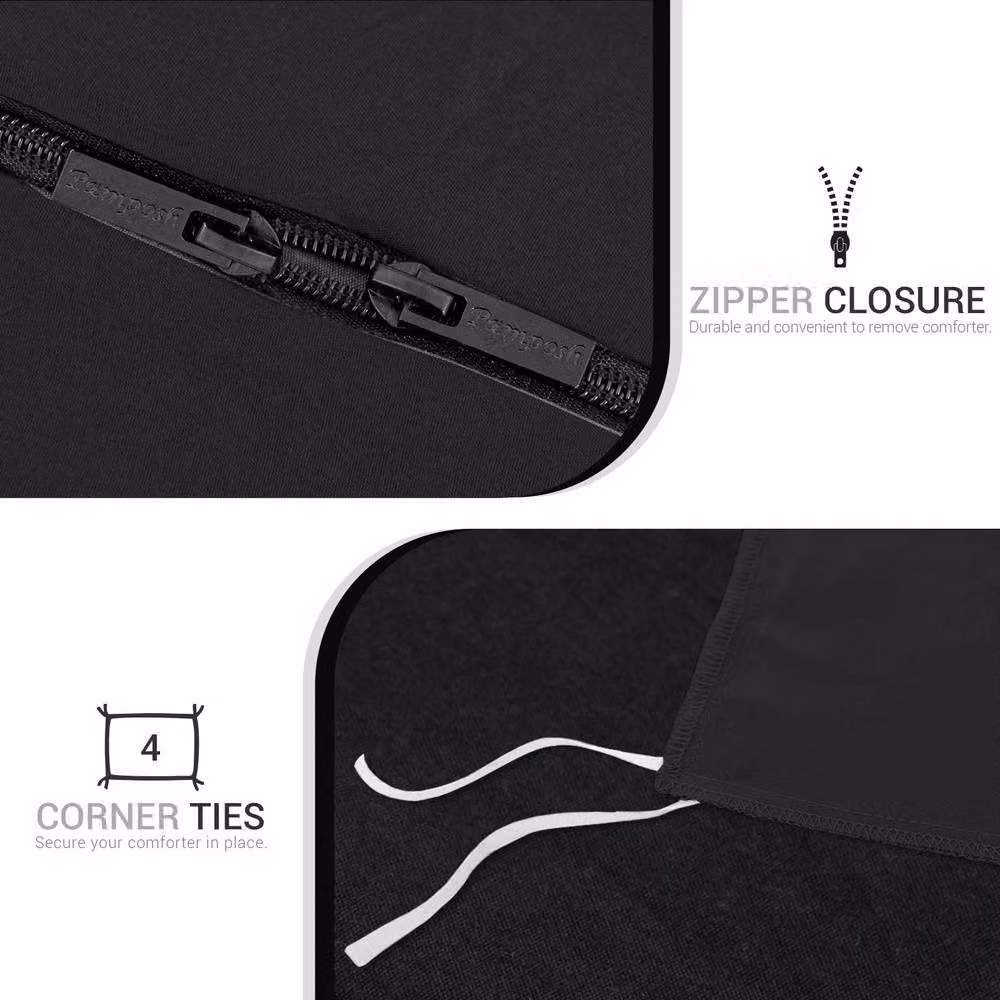 Grace Prewashed Microfibre Duvet Cover Set in Black, King Size – 6