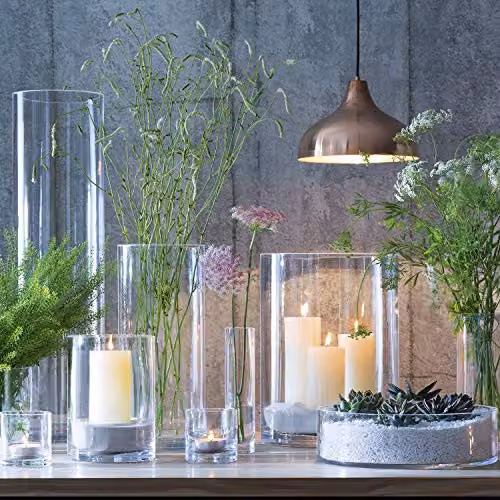 LSA International Clear Glass Column Vase and Candleholder H: 12 cm, Ø: 12 cm – 4