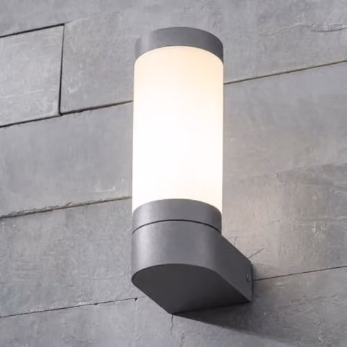 CGC Lighting Rome Anthracite Grey E27 Outdoor Wall Light with Opal Diffuser IP44 H 22 cm x W 12 cm x D 12 cm