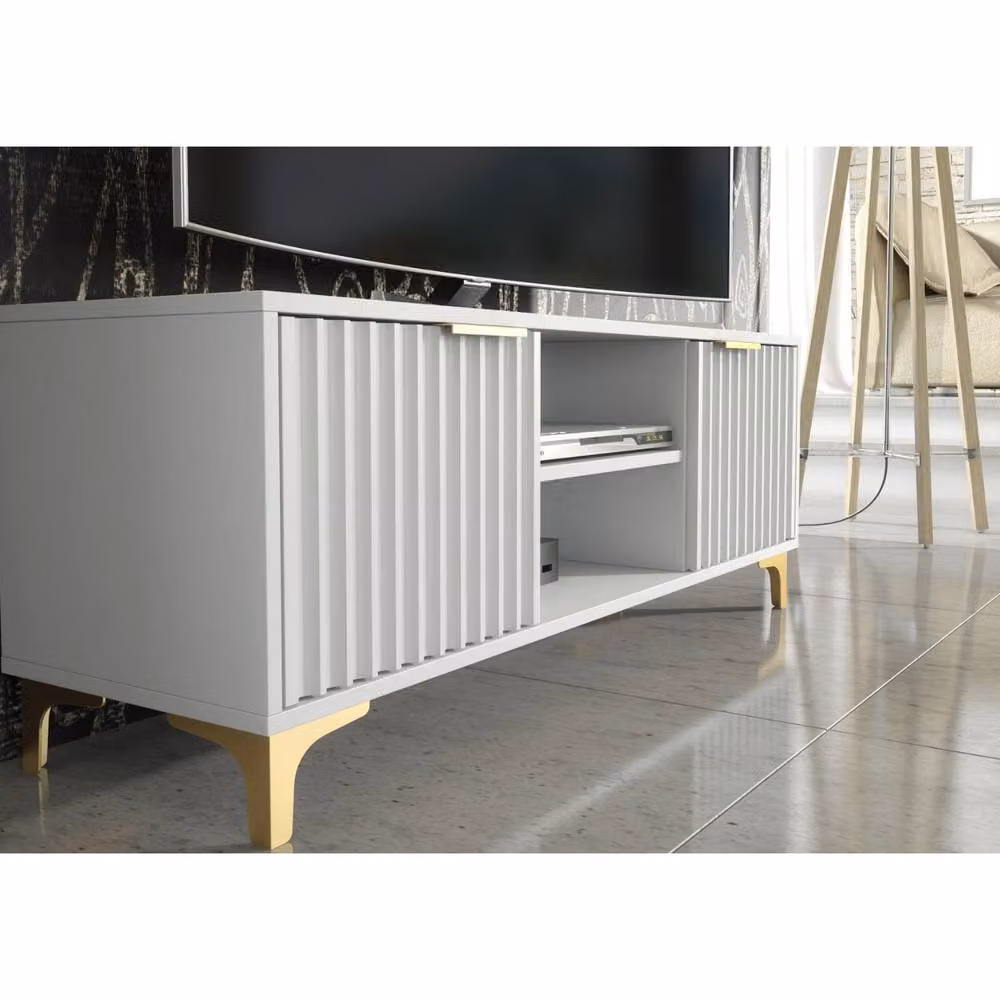 Mex Furniture LTD Tide Crest TV Unit, White and Gold, W/D/H: 120 x 35 x 45 cm – 3