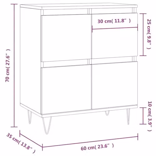 vidaXL Industrial Sideboard in Grey, W/D/H: 60 x 35 x 70 cm – 3