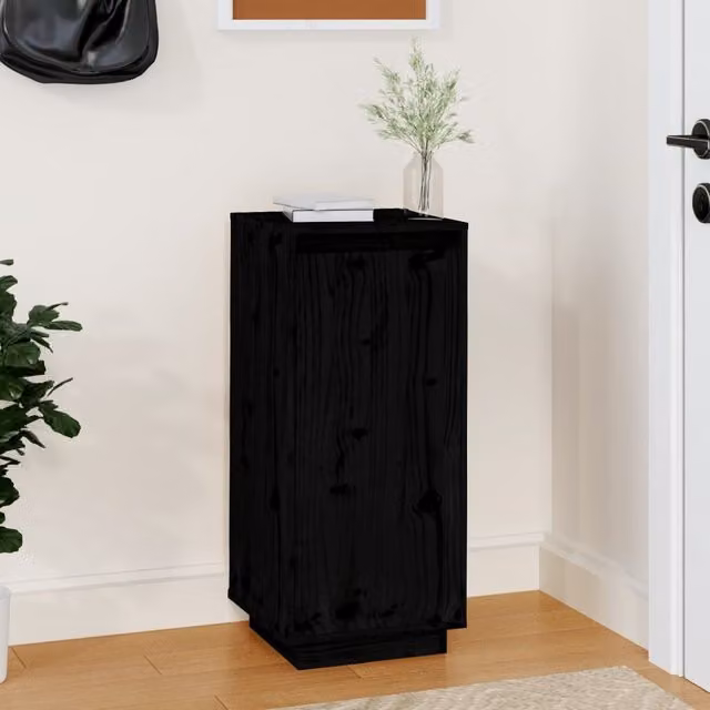 Berkfield Home Black Solid Wood Pine Shoe Cabinet W/D/H: 35 x 35 x 80 cm – 1