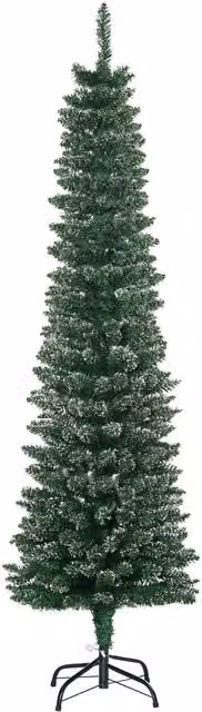 HOMCOM 5.5ft Artificial Snow Dipped Christmas Pencil Tree in Green