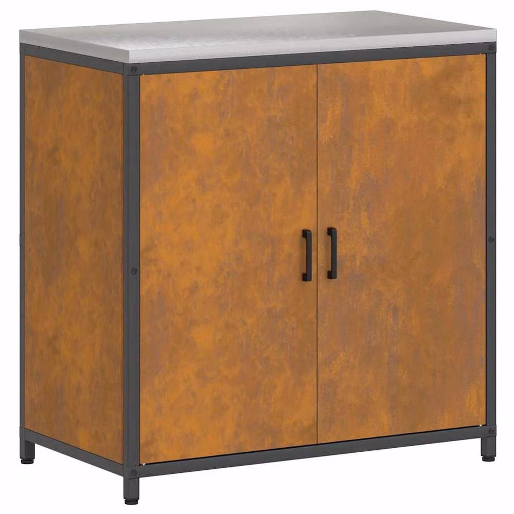 Berkfield Home Modern 2-Piece Kitchen Storage Set with Hinged Doors and Open Shelves in Black and Brown – 3