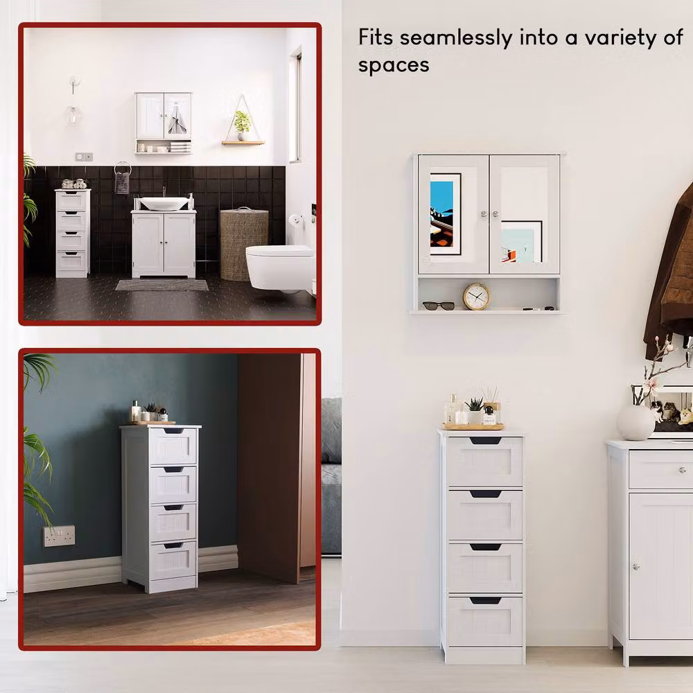 HD Designs Priano 4 Drawer Freestanding Bathroom Storage Unit in White – 3