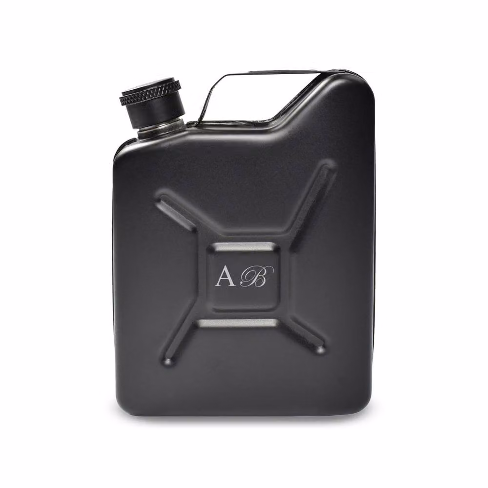 Uniqueful Personalised Engraved Black Stainless Steel Jerry Can Hip Flask Tumbler, 125 ml – 2