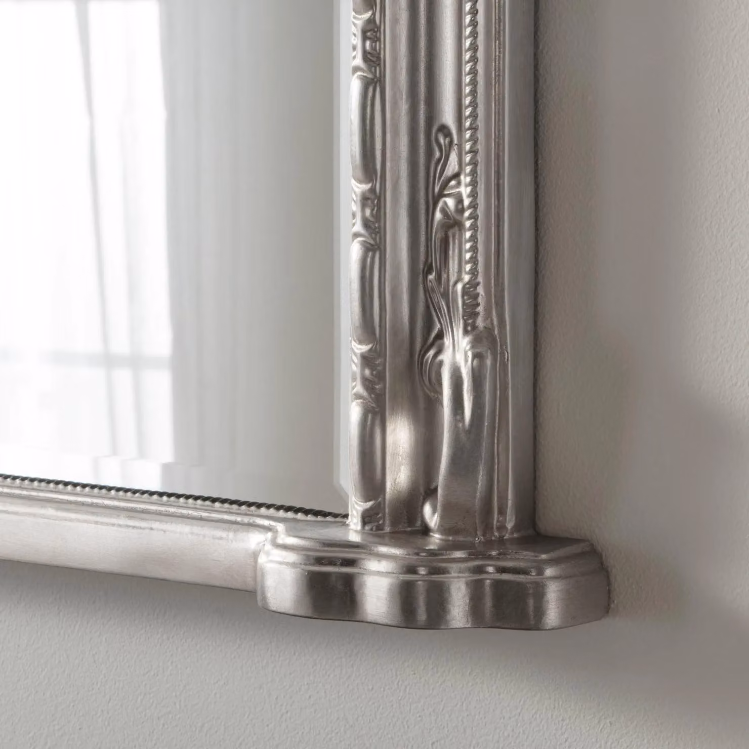Yearn Mirrors Arched Victorian Overmantle Wall Mirror in Silver, W: 127 cm, H: 89 cm – 2