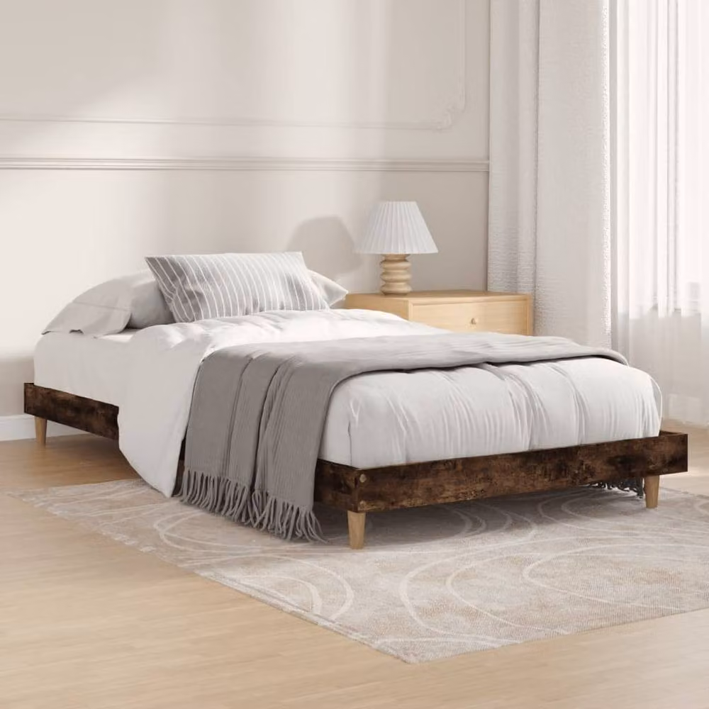 Berkfield Home Smoked Oak Bed Frame in Brown, W/D/H: 90 x 200 cm – 2