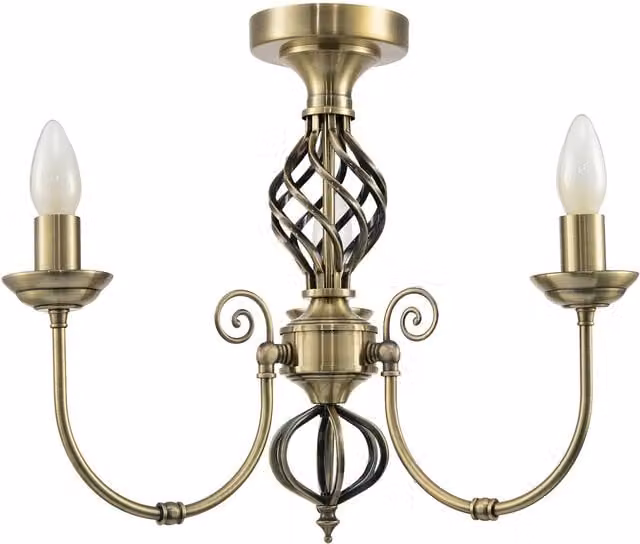 Happy Homewares Traditional Classic Semi Flush Ceiling Chandelier with Twisted Knot in Gold/Brass